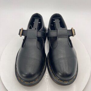 Dr. Martens Polley Women Size 6 Black Leather T-Bar Strap Buckle Mary Jane Shoes